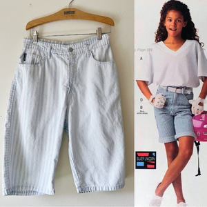 Vintage 90’s Bongo striped‎ cotton Bermuda shorts 27.5” waist